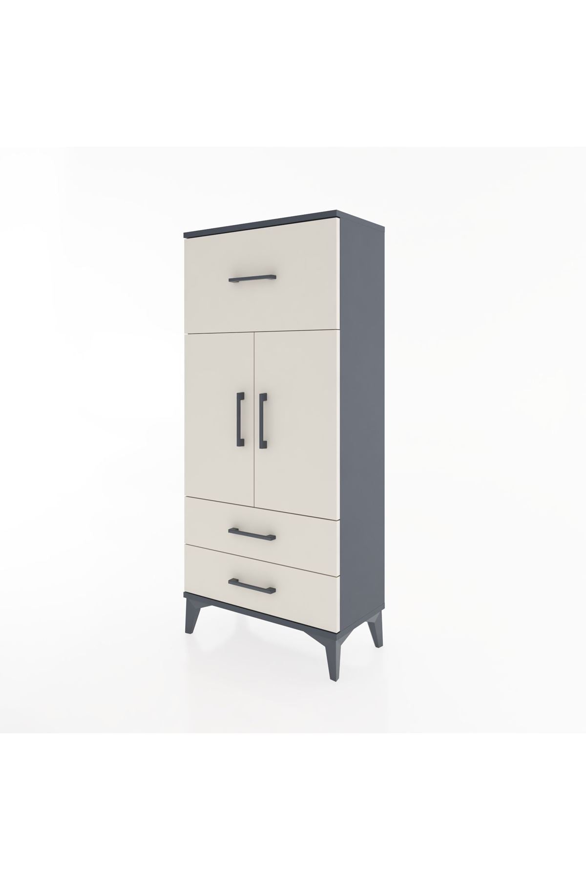 Hyperion Dolap 2 Raflı 3 Çekmeceli 2 Kapaklı 60x44x134 Antrasit-Aytaşı