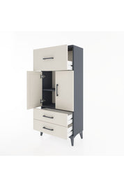 Hyperion Dolap 2 Raflı 3 Çekmeceli 2 Kapaklı 60x44x134 Antrasit-Aytaşı