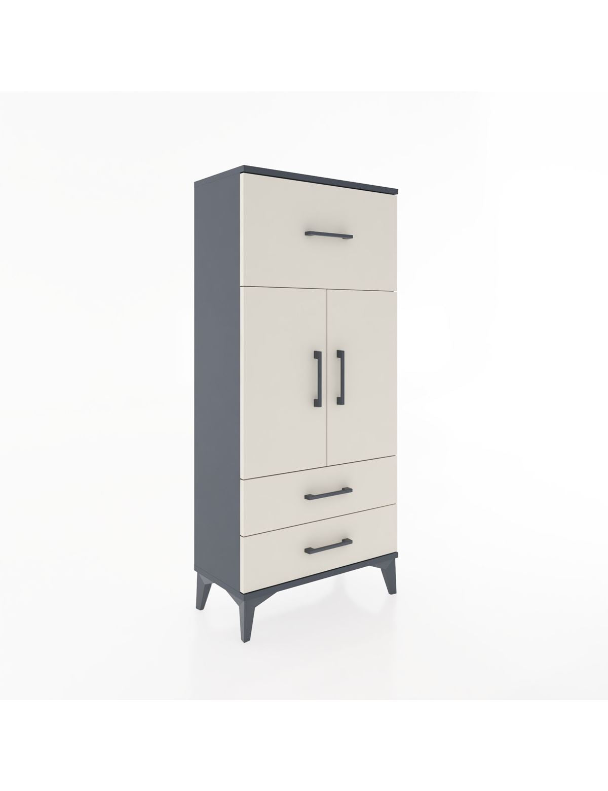 Hyperion Dolap 2 Raflı 3 Çekmeceli 2 Kapaklı 60x44x134 Antrasit-Aytaşı