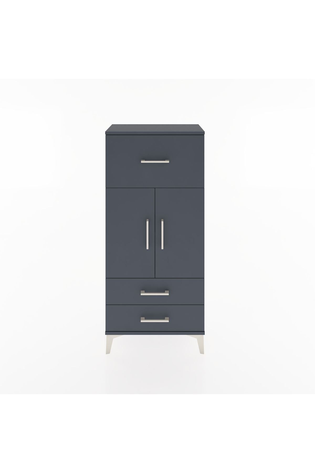 Hyperion Dolap 2 Raflı 3 Çekmeceli 2 Kapaklı 60x44x134 Antrasit-Antrasit