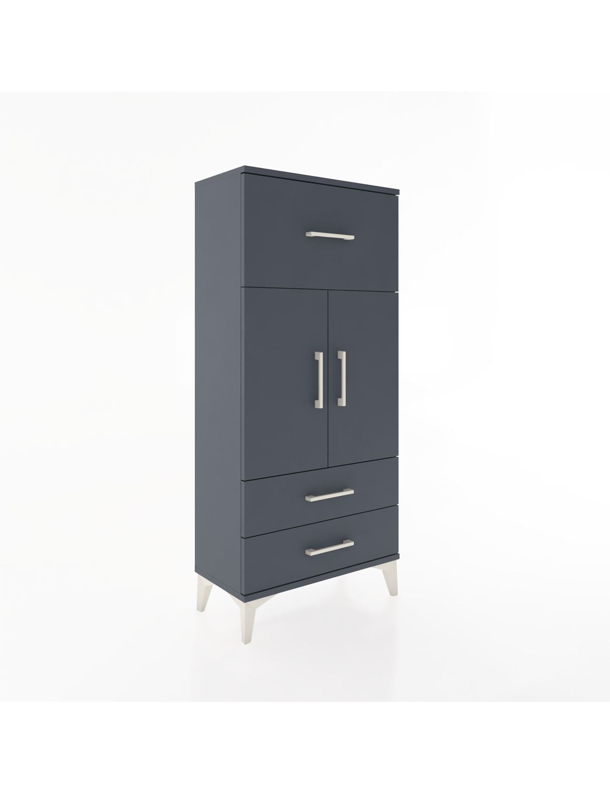 Hyperion Dolap 2 Raflı 3 Çekmeceli 2 Kapaklı 60x44x134 Antrasit-Antrasit