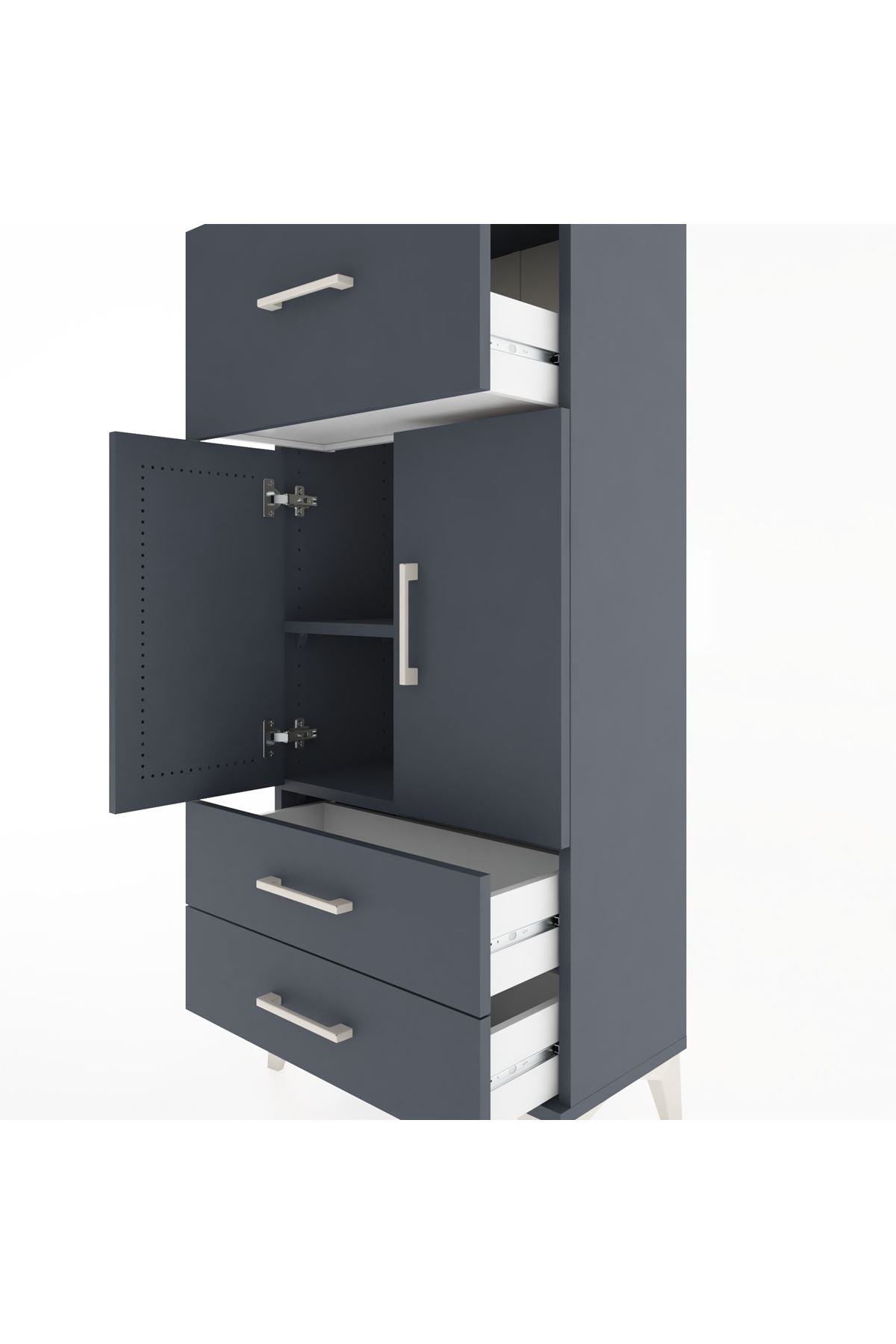 Hyperion Dolap 2 Raflı 3 Çekmeceli 2 Kapaklı 60x44x134 Antrasit-Antrasit