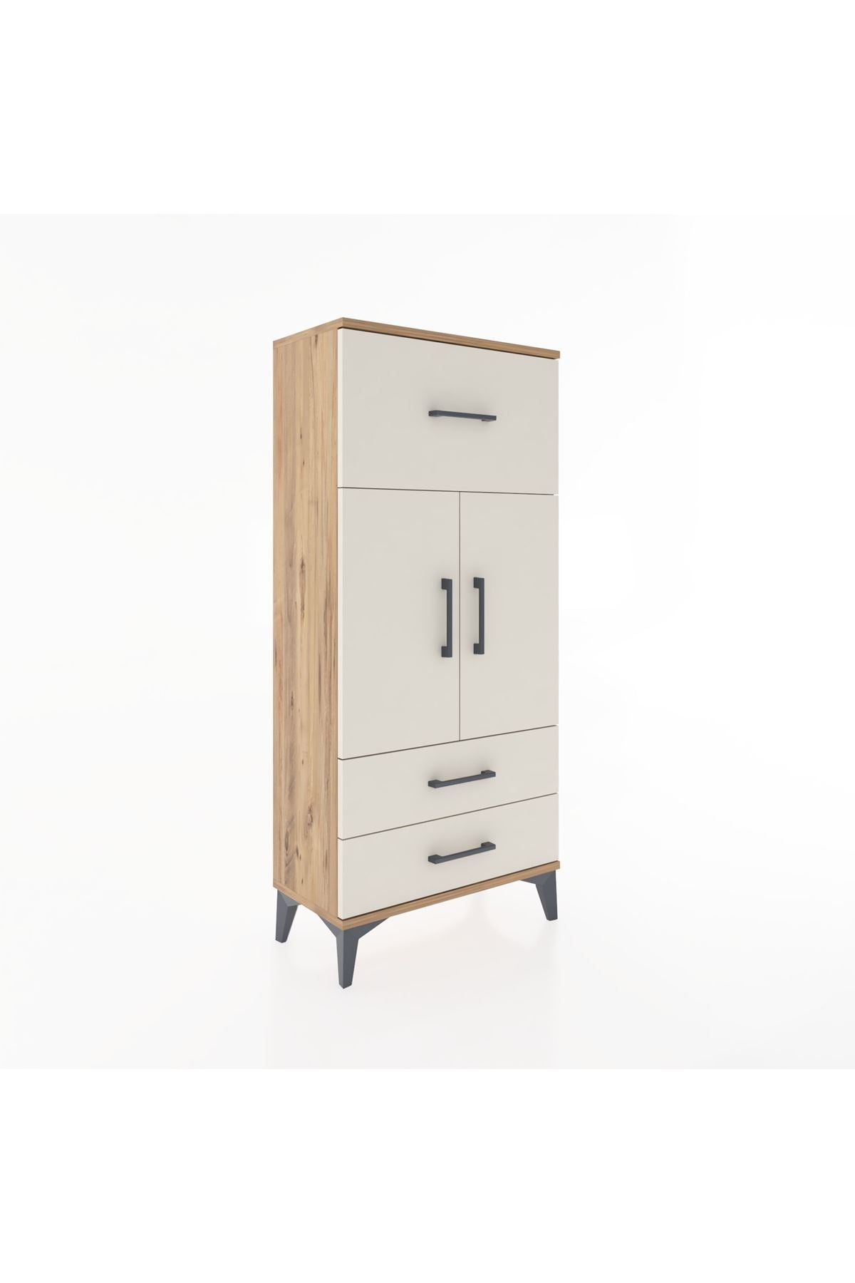 Hyperion Dolap 2 Raflı 3 Çekmeceli 2 Kapaklı 60x44x134 Çam-Aytaşı