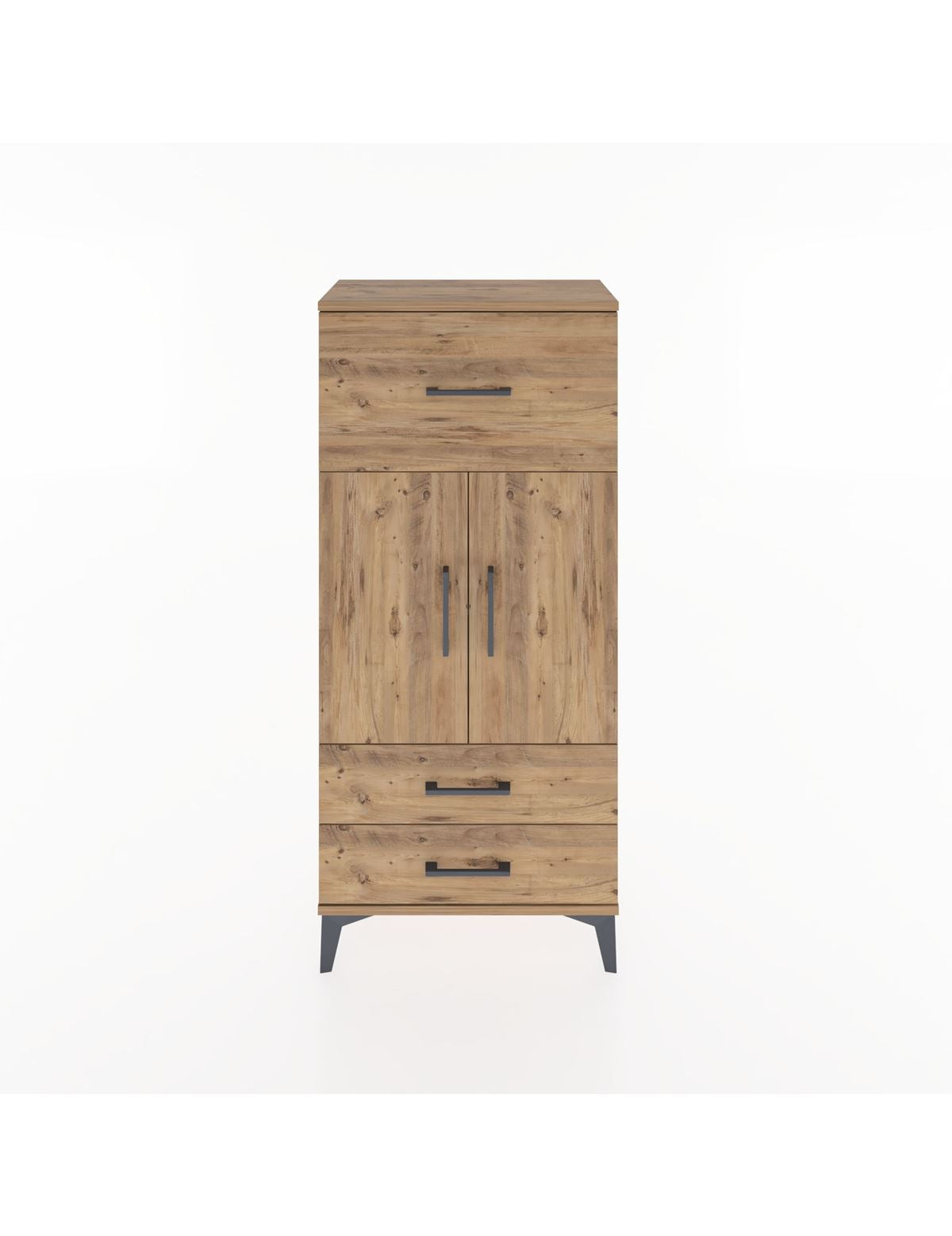 Hyperion Dolap 2 Raflı 3 Çekmeceli 2 Kapaklı 60x44x134 Çam-Çam