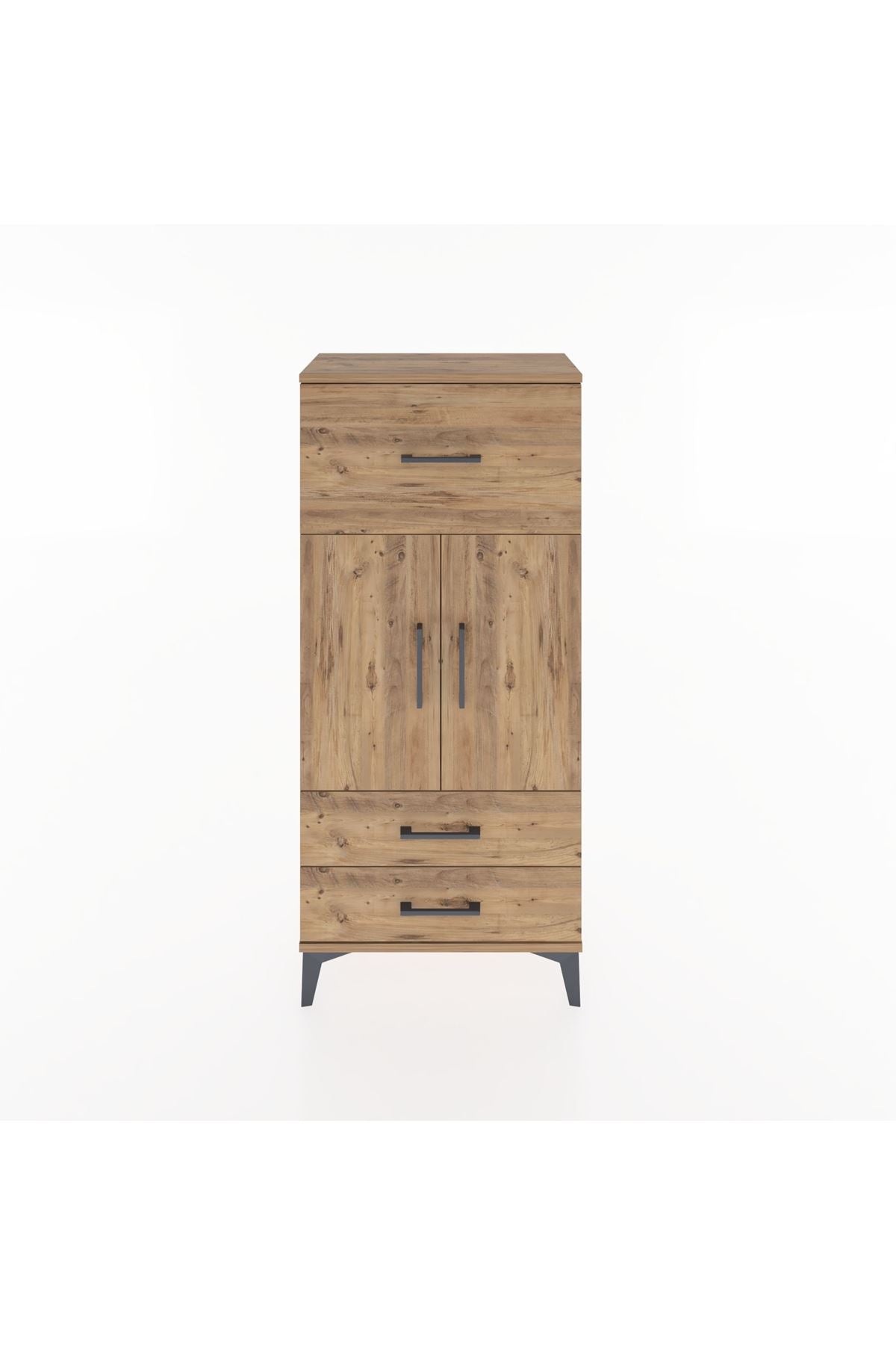 Hyperion Dolap 2 Raflı 3 Çekmeceli 2 Kapaklı 60x44x134 Çam-Çam