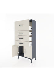 Hyperion Dolap 4 Çekmeceli 2 Kapaklı 60x44x134 Antrasit-Aytaşı