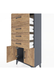 Hyperion Dolap 4 Çekmeceli 2 Kapaklı 60x44x134 Antrasit-Çam