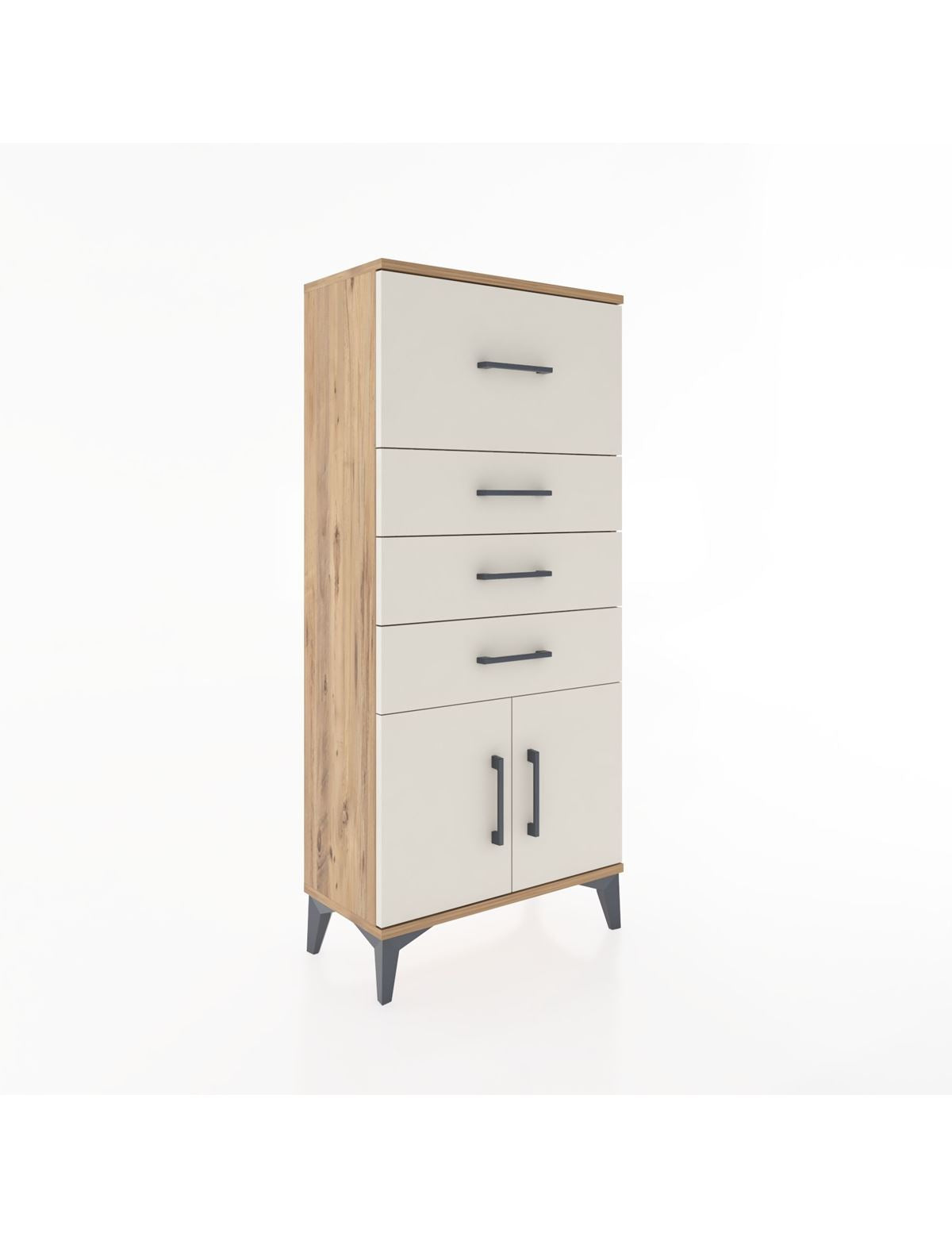 Hyperion Dolap 4 Çekmeceli 2 Kapaklı 60x44x134 Çam-Aytaşı