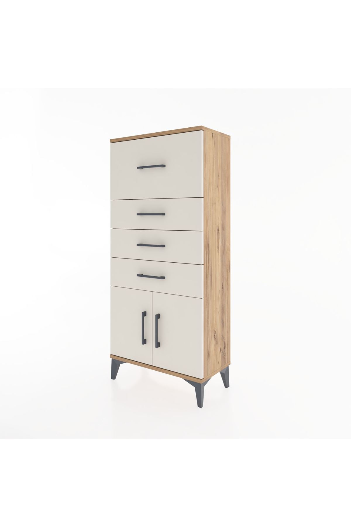 Hyperion Dolap 4 Çekmeceli 2 Kapaklı 60x44x134 Çam-Aytaşı