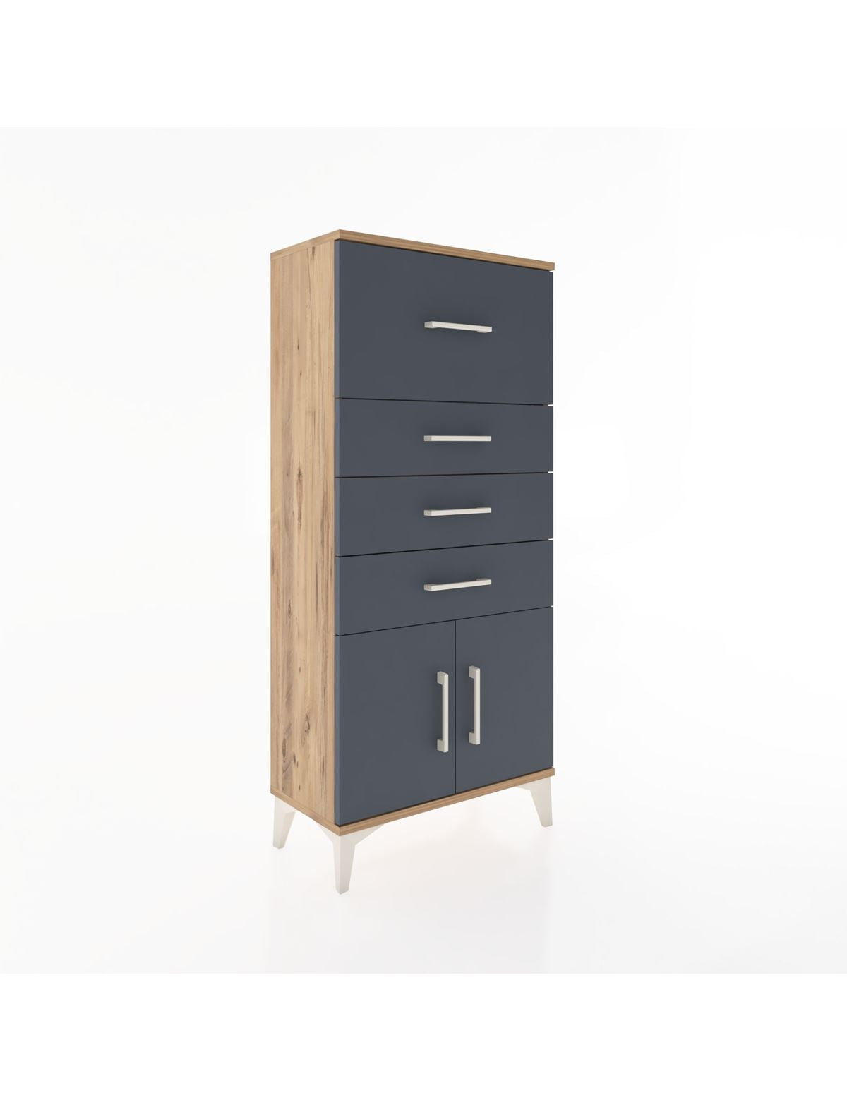 Hyperion Dolap 4 Çekmeceli 2 Kapaklı 60x44x134 Çam-Antrasit