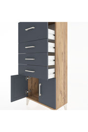 Hyperion Dolap 4 Çekmeceli 2 Kapaklı 60x44x134 Çam-Antrasit