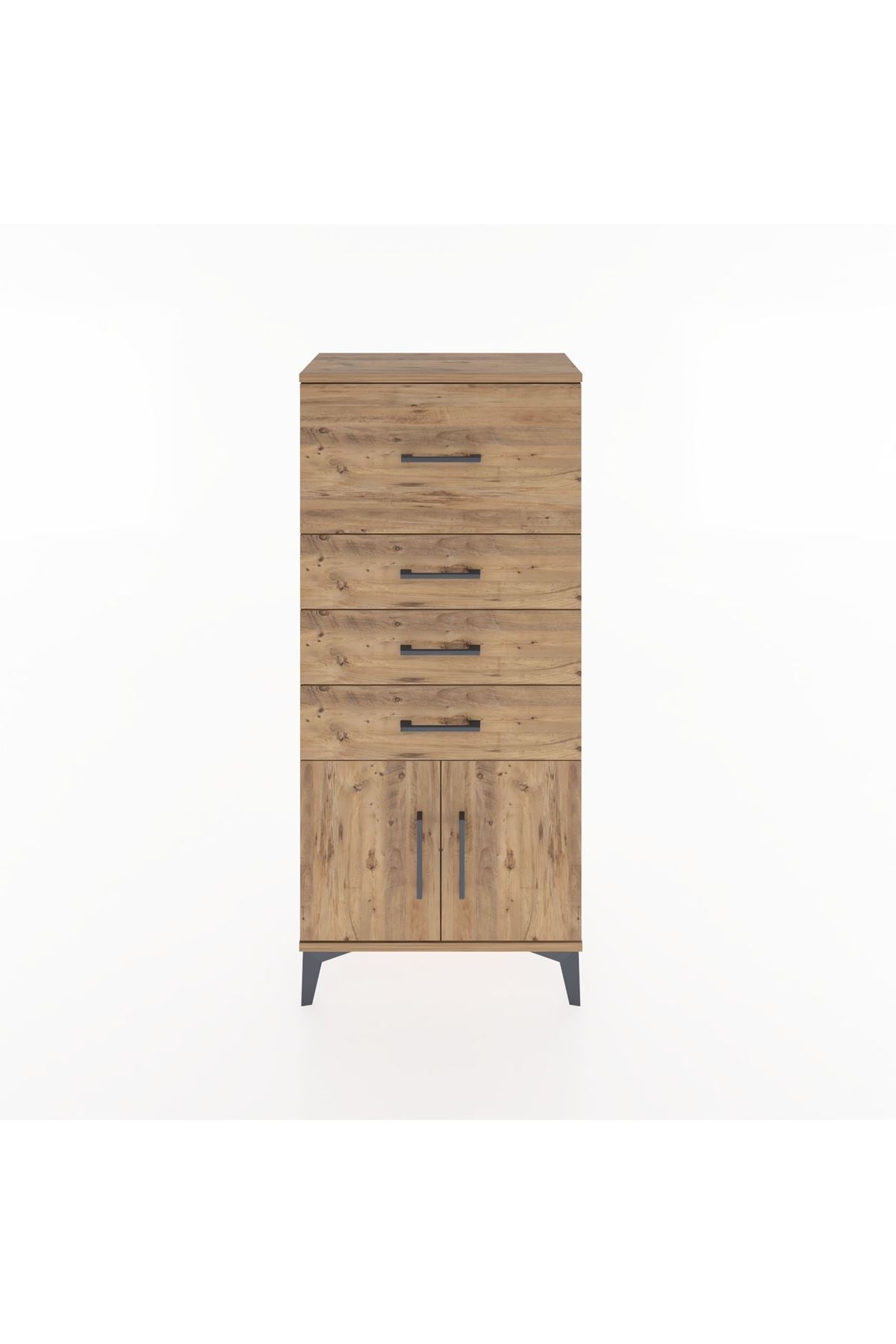 Hyperion Dolap 4 Çekmeceli 2 Kapaklı 60x44x134 Çam-Çam
