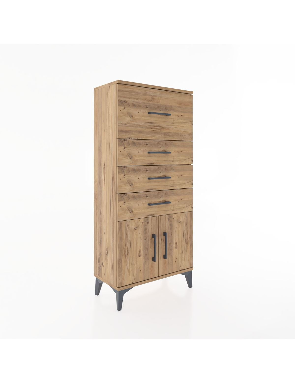 Hyperion Dolap 4 Çekmeceli 2 Kapaklı 60x44x134 Çam-Çam