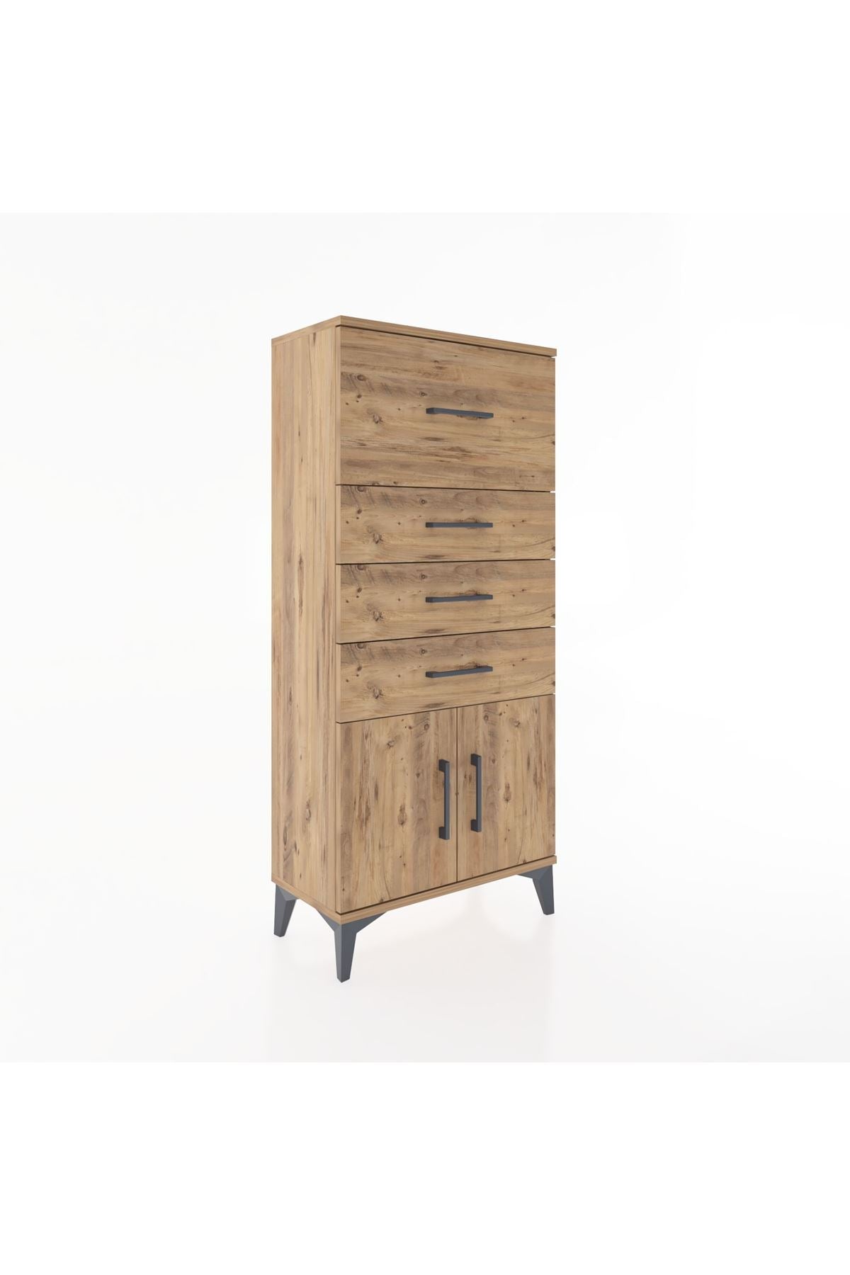 Hyperion Dolap 4 Çekmeceli 2 Kapaklı 60x44x134 Çam-Çam