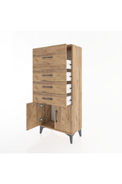 Hyperion Dolap 4 Çekmeceli 2 Kapaklı 60x44x134 Çam-Çam