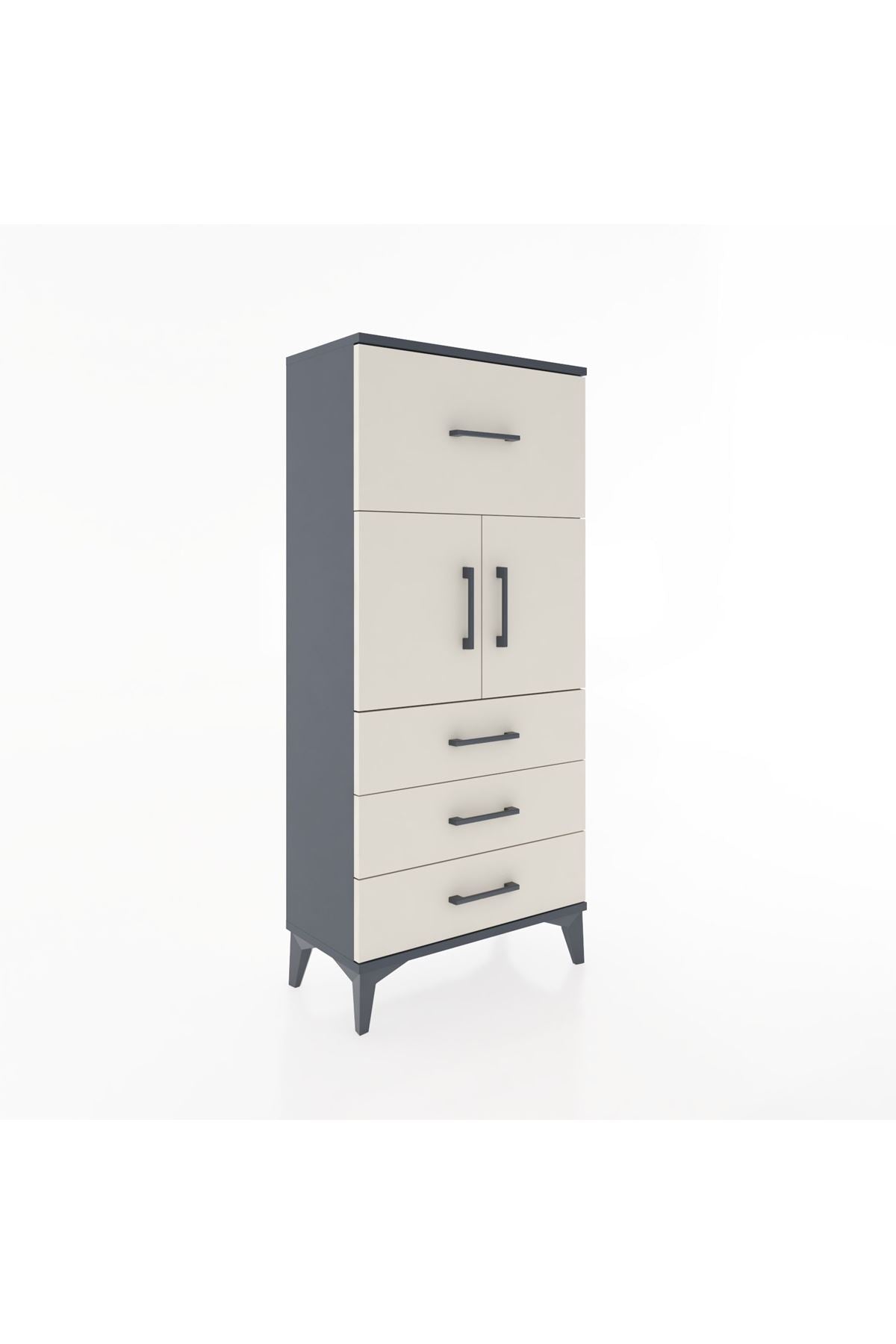 Hyperion Dolap Tek Raflı 4 Çekmeceli 2 Kapaklı 60x44x134 - S50M081V4B