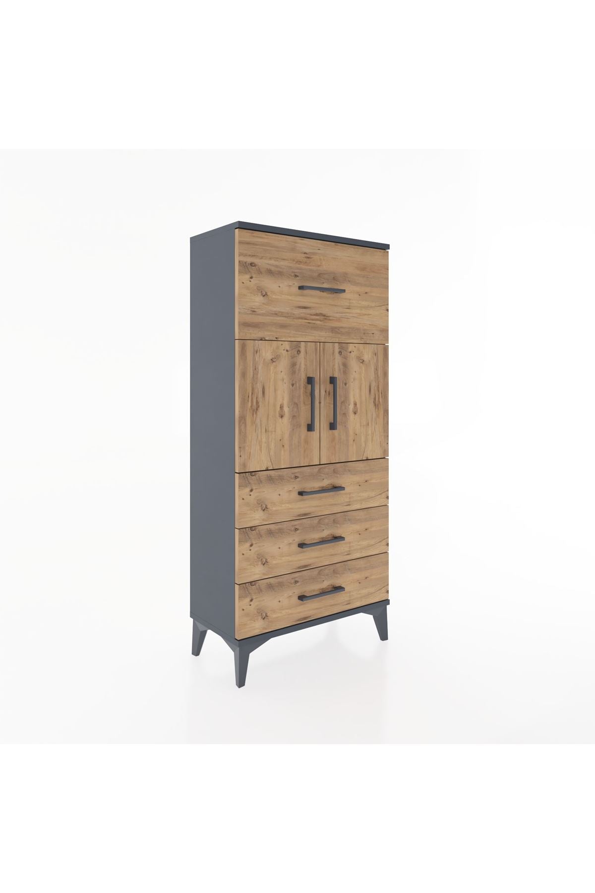 Hyperion Dolap Tek Raflı 4 Çekmeceli 2 Kapaklı 60x44x134 - S50M081V6B