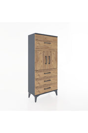 Hyperion Dolap Tek Raflı 4 Çekmeceli 2 Kapaklı 60x44x134 - S50M081V6B