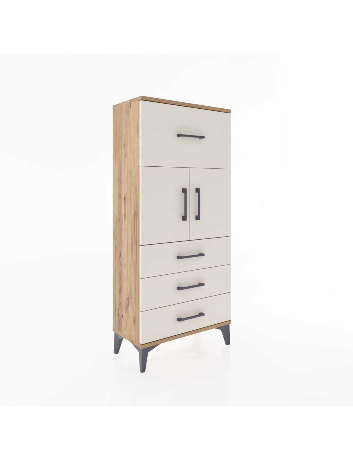 Hyperion Dolap Tek Raflı 4 Çekmeceli 2 Kapaklı 60x44x134 - S50M081V7B