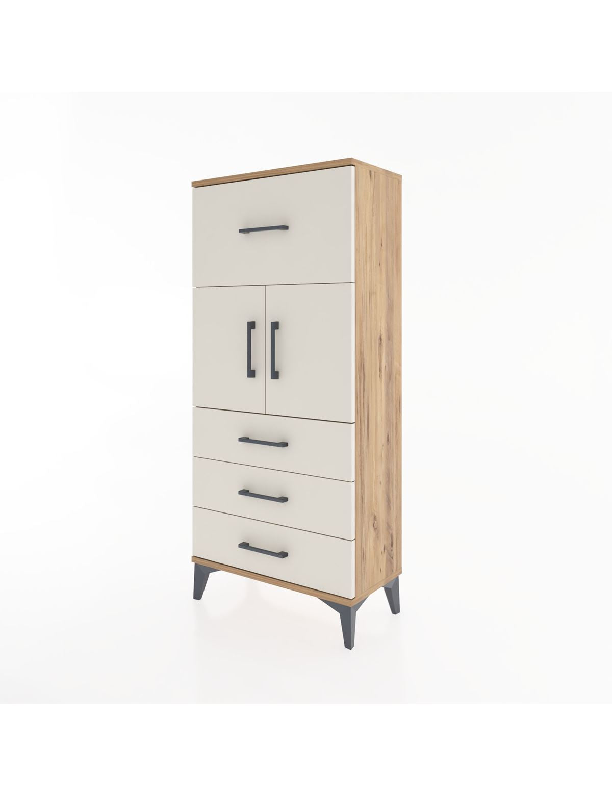 Hyperion Dolap Tek Raflı 4 Çekmeceli 2 Kapaklı 60x44x134 - S50M081V7B
