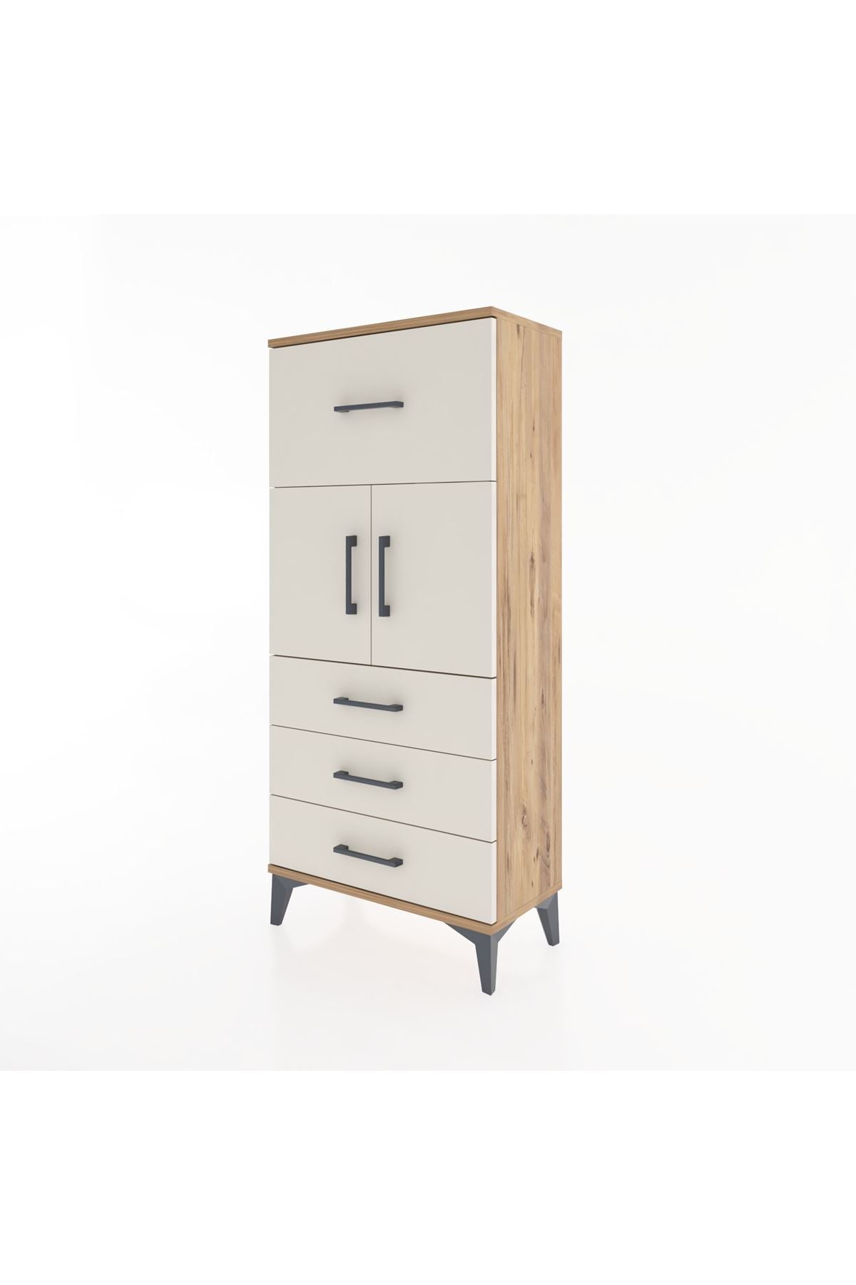 Hyperion Dolap Tek Raflı 4 Çekmeceli 2 Kapaklı 60x44x134 - S50M081V7B