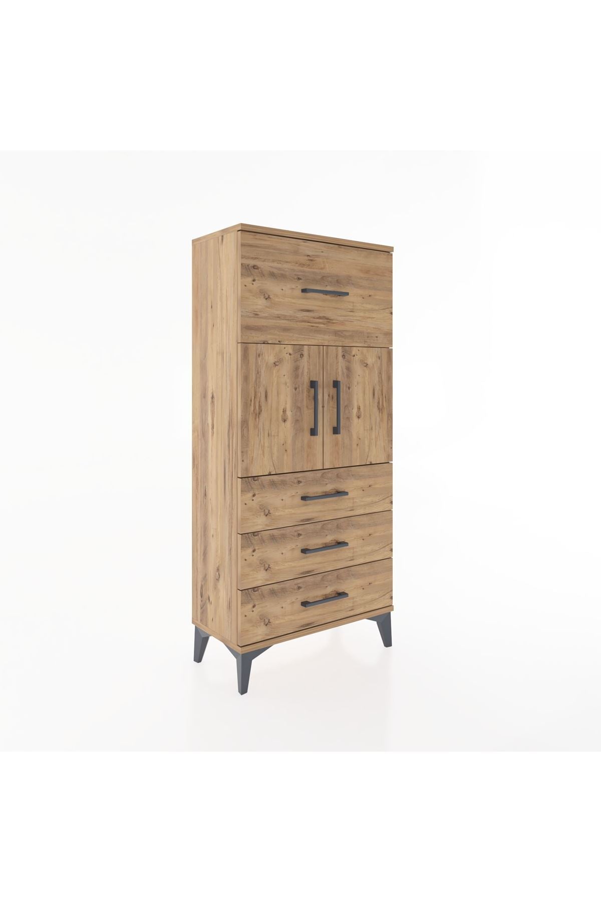 Hyperion Dolap Tek Raflı 4 Çekmeceli 2 Kapaklı 60x44x134 - S50M081V9B
