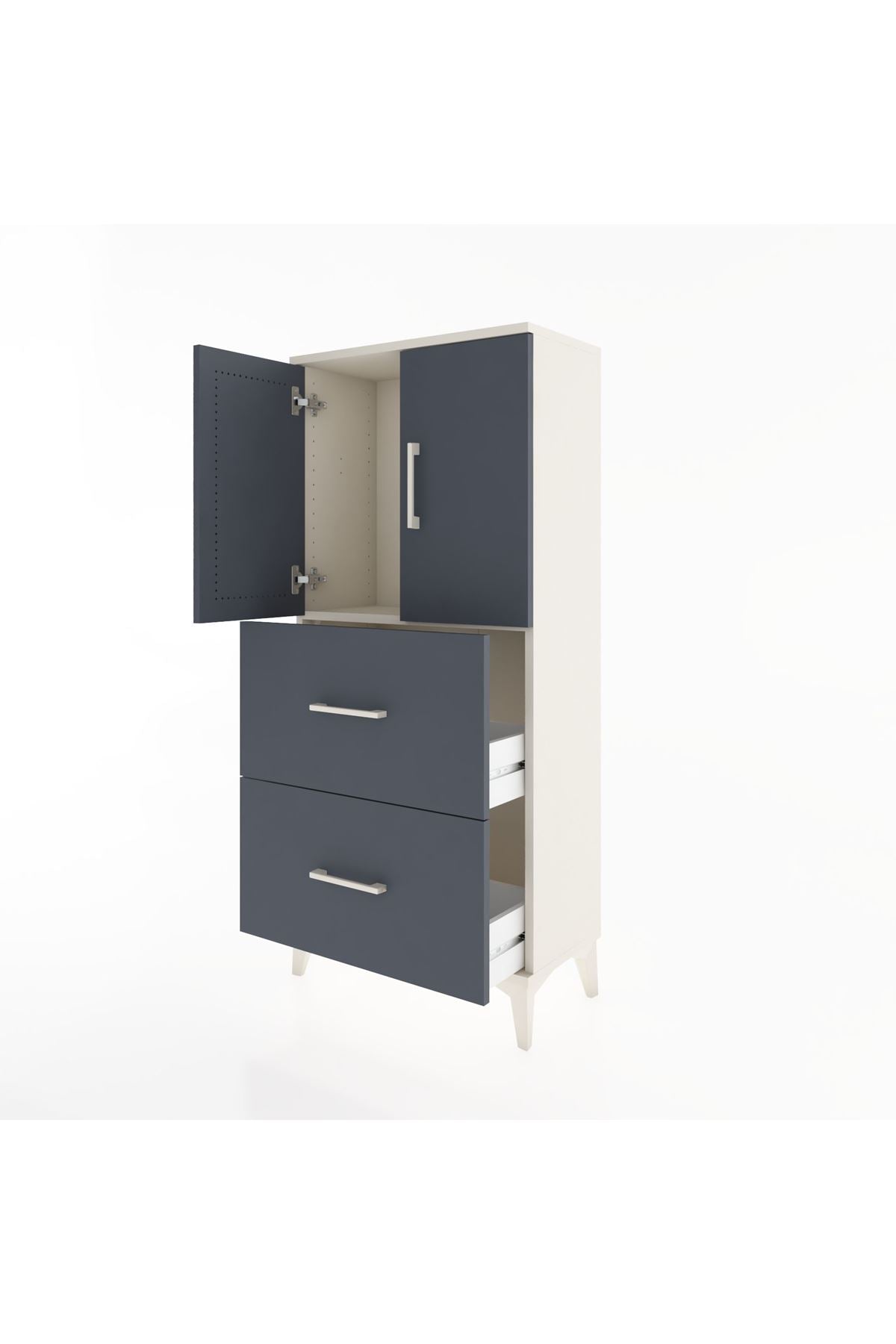 Hyperion Dolap Tek Raflı 2 Çekmeceli 2 Kapaklı 60x44x134 - S50M082V2B