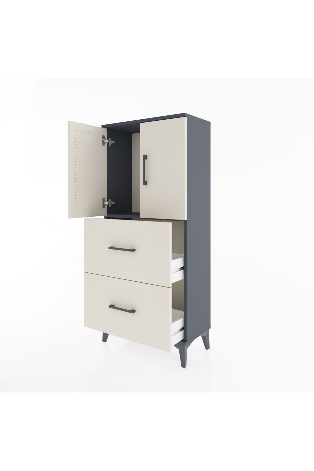 Hyperion Dolap Tek Raflı 2 Çekmeceli 2 Kapaklı 60x44x134 - S50M082V4B