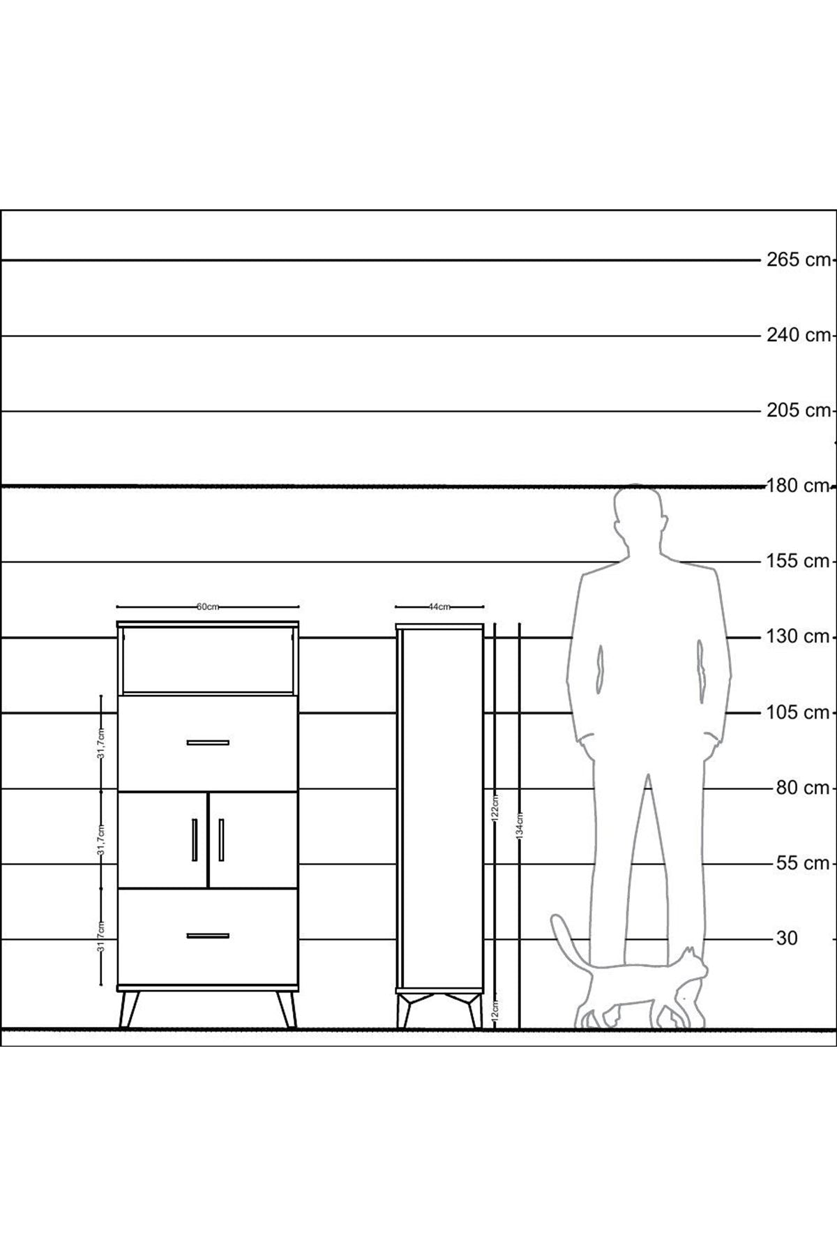 Hyperion Dolap 2 Raflı 2 Çekmeceli 2 Kapaklı 60x44x134 Aytaşı-Aytaşı