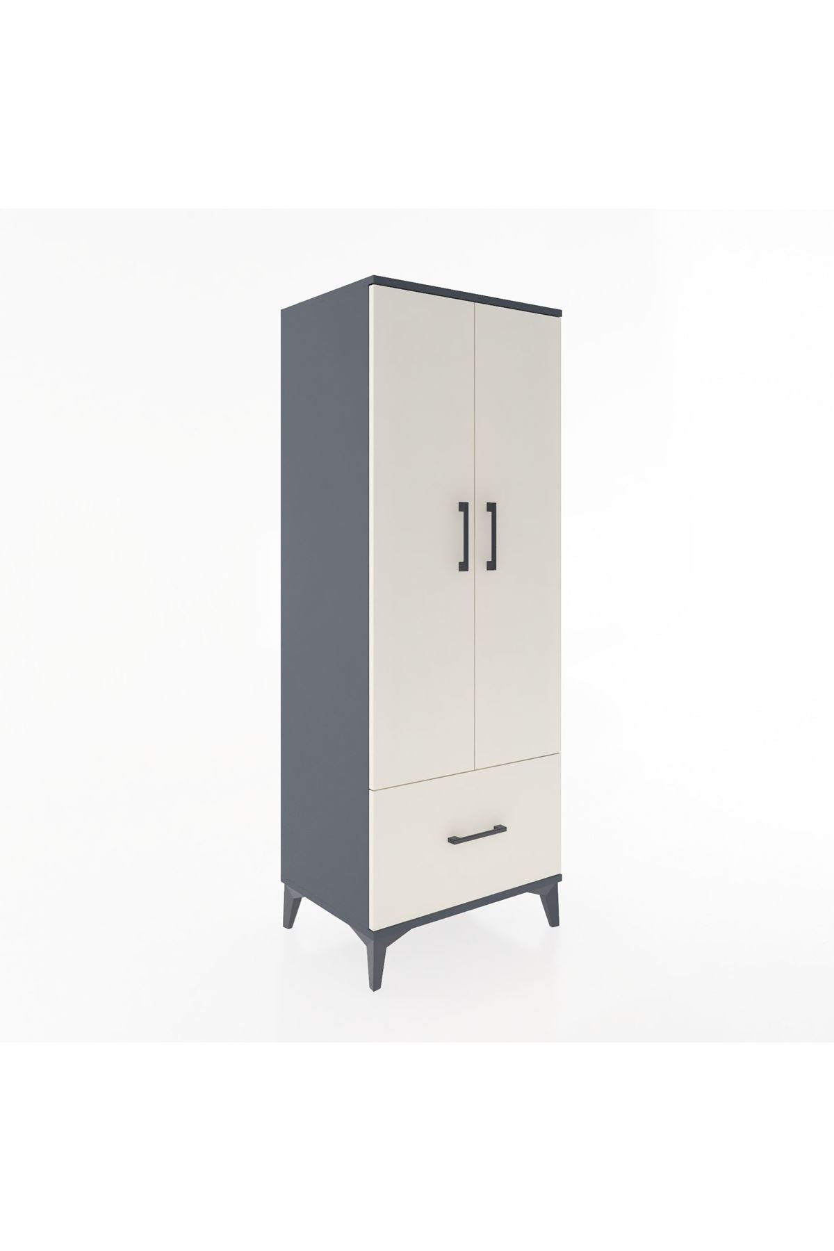 Hyperion Dolap 4 Raflı Tek Çekmeceli 2 Kapaklı 60x44x163 Antrasit-Aytaşı