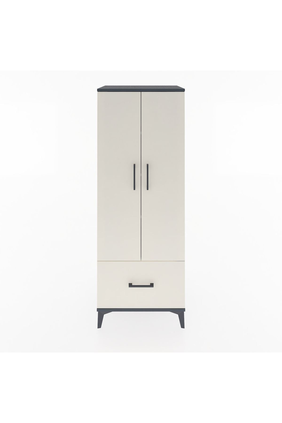 Hyperion Dolap 4 Raflı Tek Çekmeceli 2 Kapaklı 60x44x163 Antrasit-Aytaşı