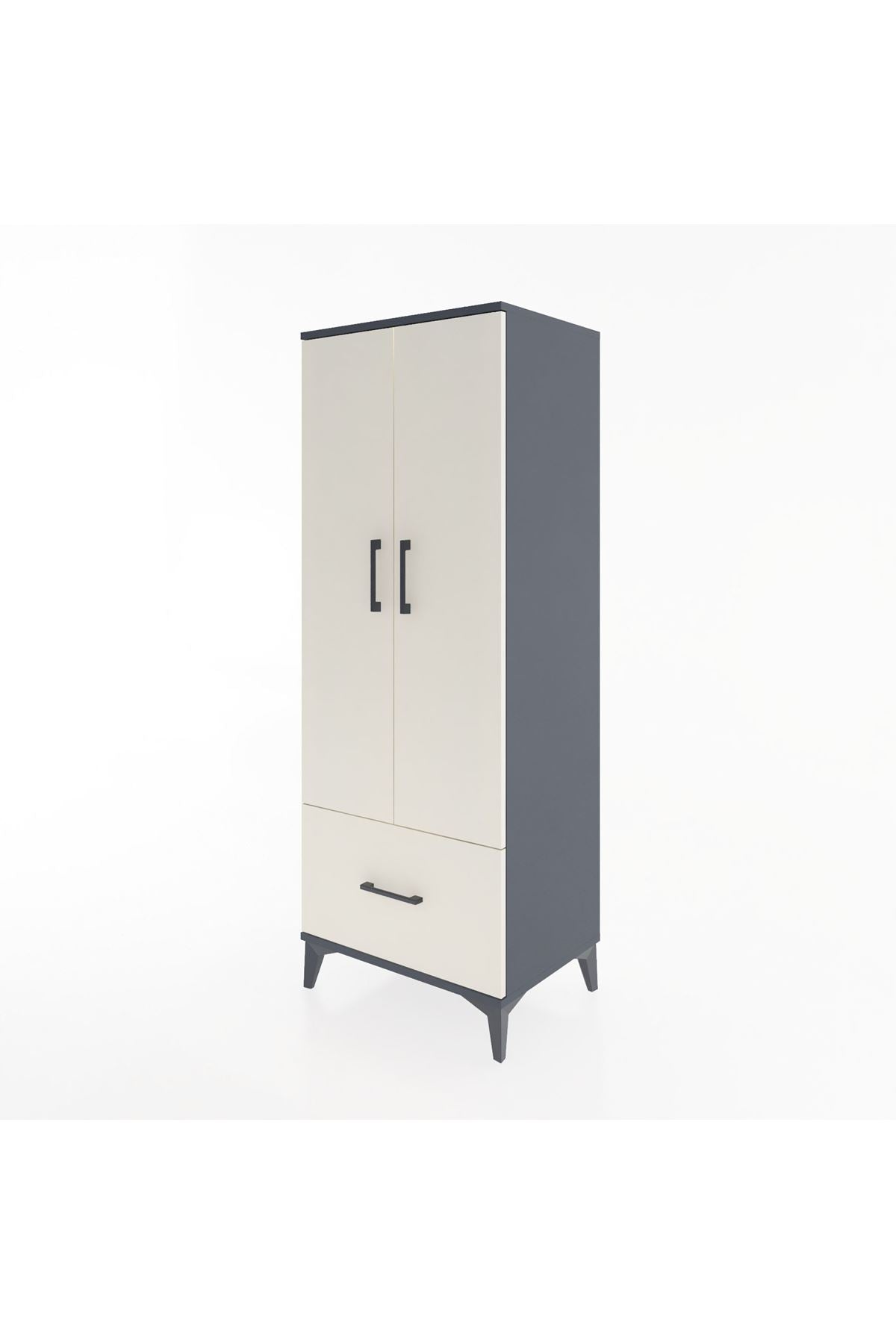 Hyperion Dolap 4 Raflı Tek Çekmeceli 2 Kapaklı 60x44x163 Antrasit-Aytaşı