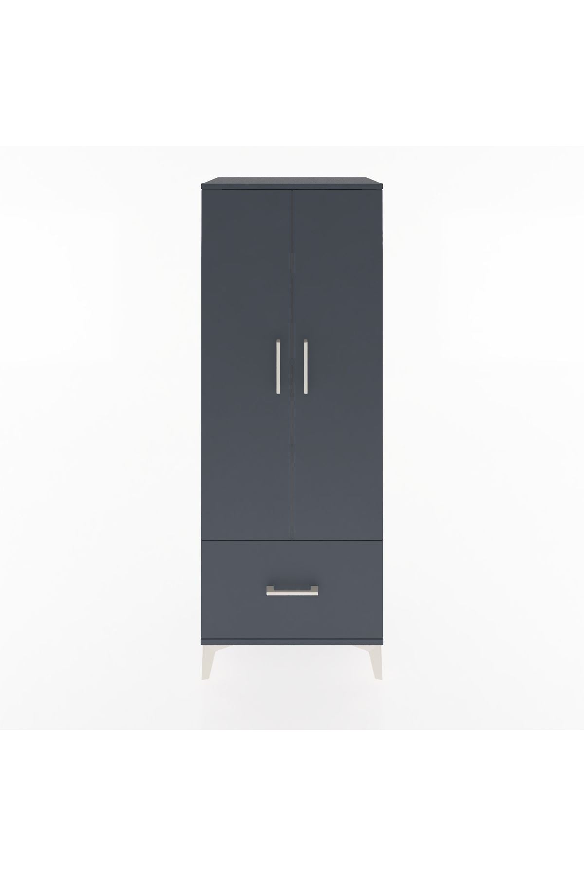 Hyperion Dolap 4 Raflı Tek Çekmeceli 2 Kapaklı 60x44x163 Antrasit-Antrasit