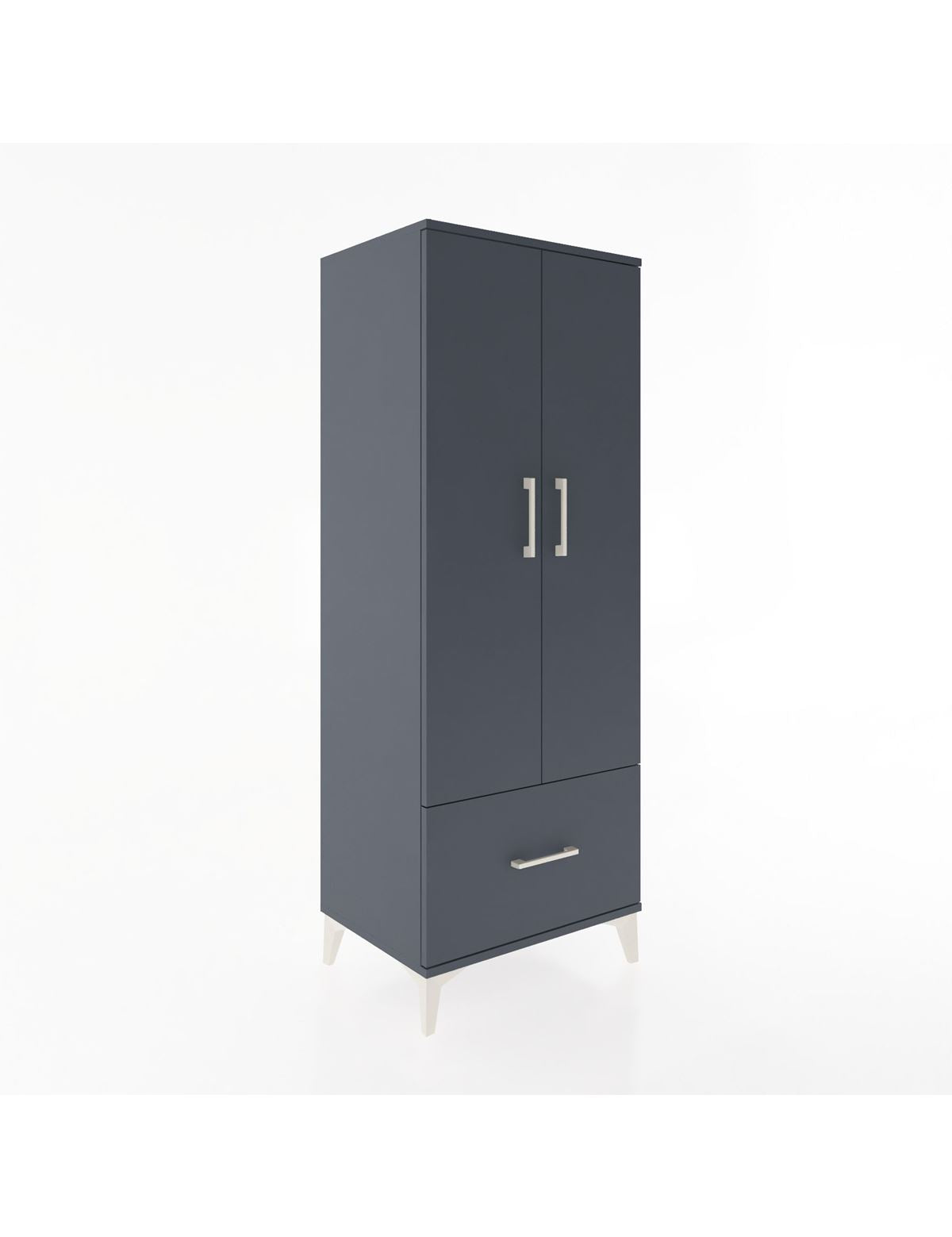 Hyperion Dolap 4 Raflı Tek Çekmeceli 2 Kapaklı 60x44x163 Antrasit-Antrasit