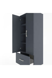 Hyperion Dolap 4 Raflı Tek Çekmeceli 2 Kapaklı 60x44x163 Antrasit-Antrasit