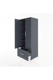 Hyperion Dolap 4 Raflı Tek Çekmeceli 2 Kapaklı 60x44x163 Antrasit-Antrasit