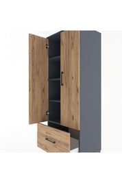 Hyperion Dolap 4 Raflı Tek Çekmeceli 2 Kapaklı 60x44x163 Antrasit-Çam