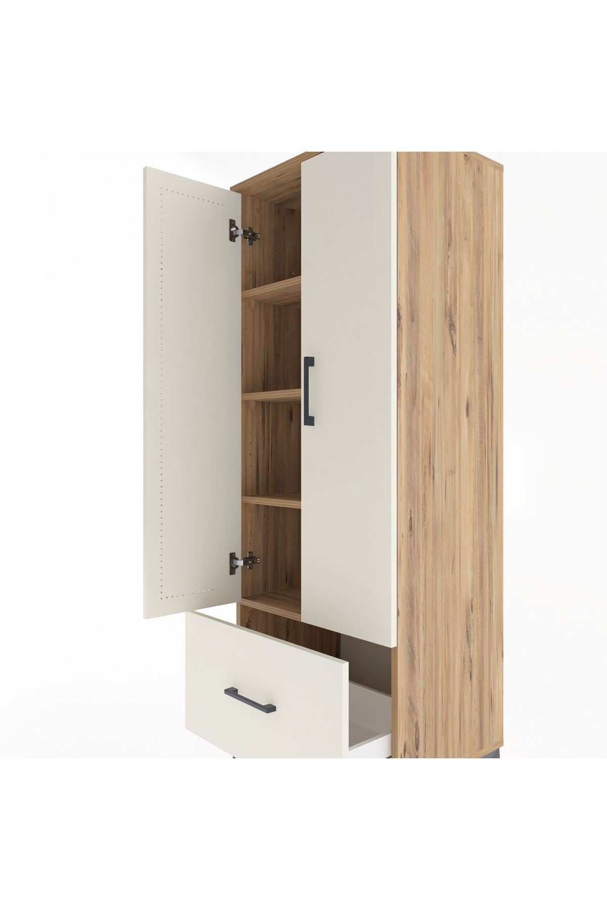 Hyperion Dolap 4 Raflı Tek Çekmeceli 2 Kapaklı 60x44x163 Çam-Aytaşı