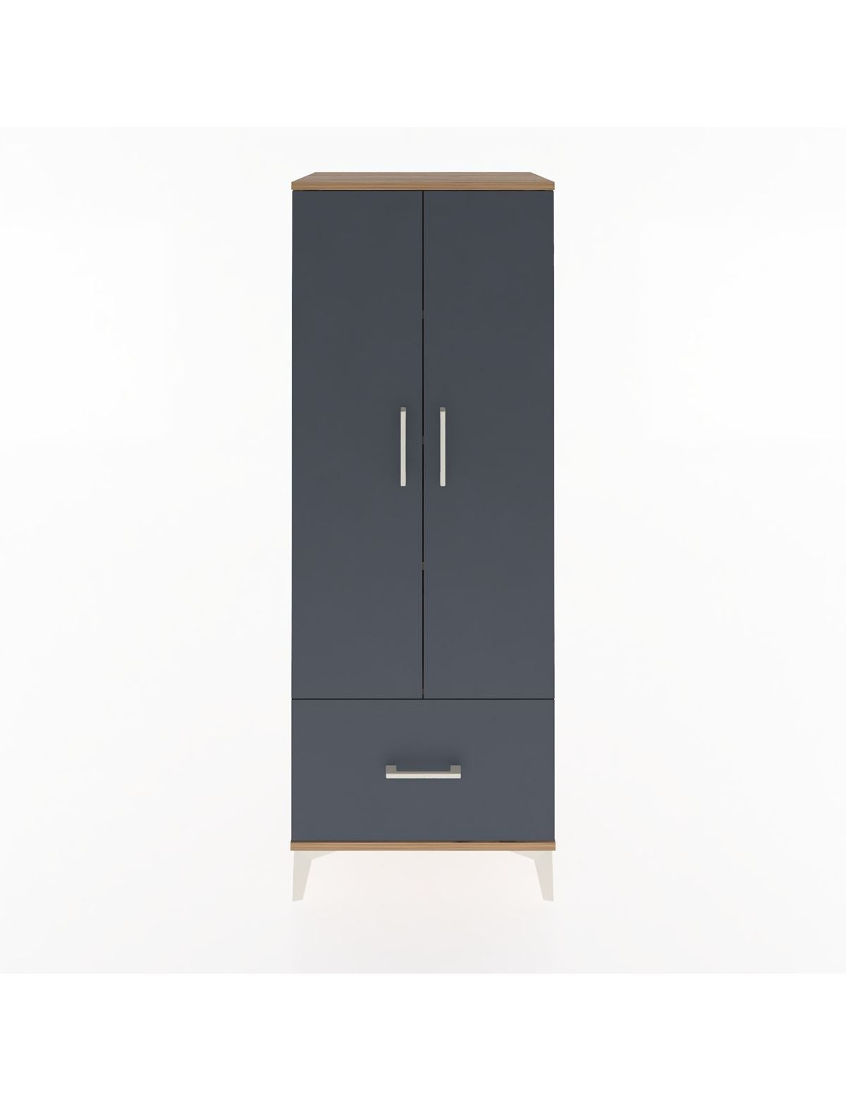 Hyperion Dolap 4 Raflı Tek Çekmeceli 2 Kapaklı 60x44x163 Çam-Antrasit