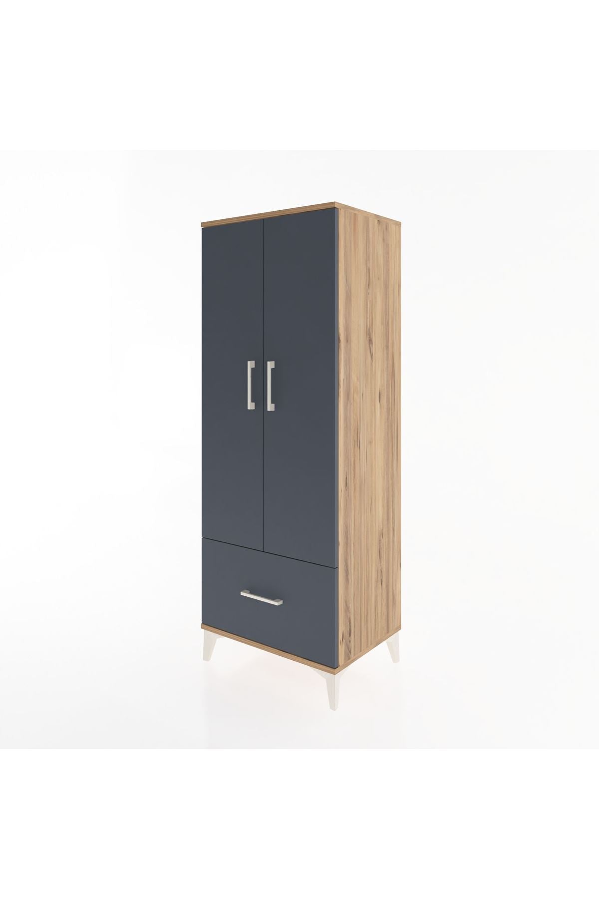 Hyperion Dolap 4 Raflı Tek Çekmeceli 2 Kapaklı 60x44x163 Çam-Antrasit