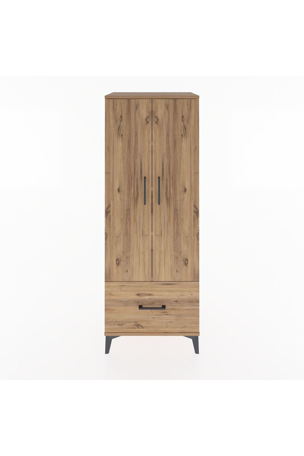 Hyperion Dolap 4 Raflı Tek Çekmeceli 2 Kapaklı 60x44x163 Çam-Çam