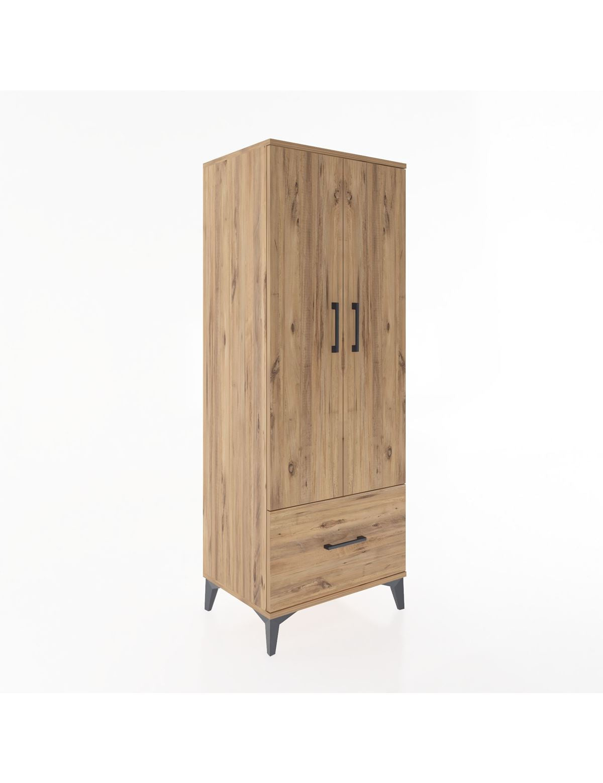 Hyperion Dolap 4 Raflı Tek Çekmeceli 2 Kapaklı 60x44x163 Çam-Çam