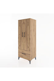 Hyperion Dolap 4 Raflı Tek Çekmeceli 2 Kapaklı 60x44x163 Çam-Çam