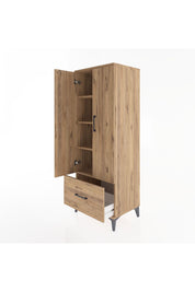 Hyperion Dolap 4 Raflı Tek Çekmeceli 2 Kapaklı 60x44x163 Çam-Çam