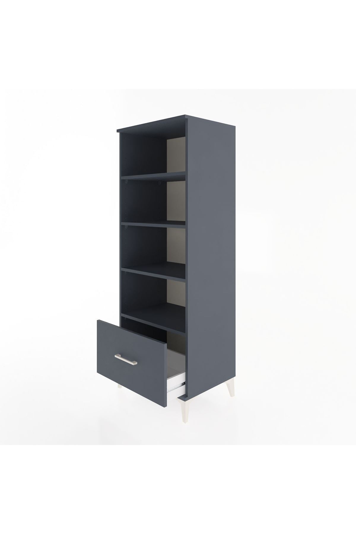 Hyperion Dolap 4 Raflı Tek Çekmeceli 60x44x163 Antrasit-Antrasit