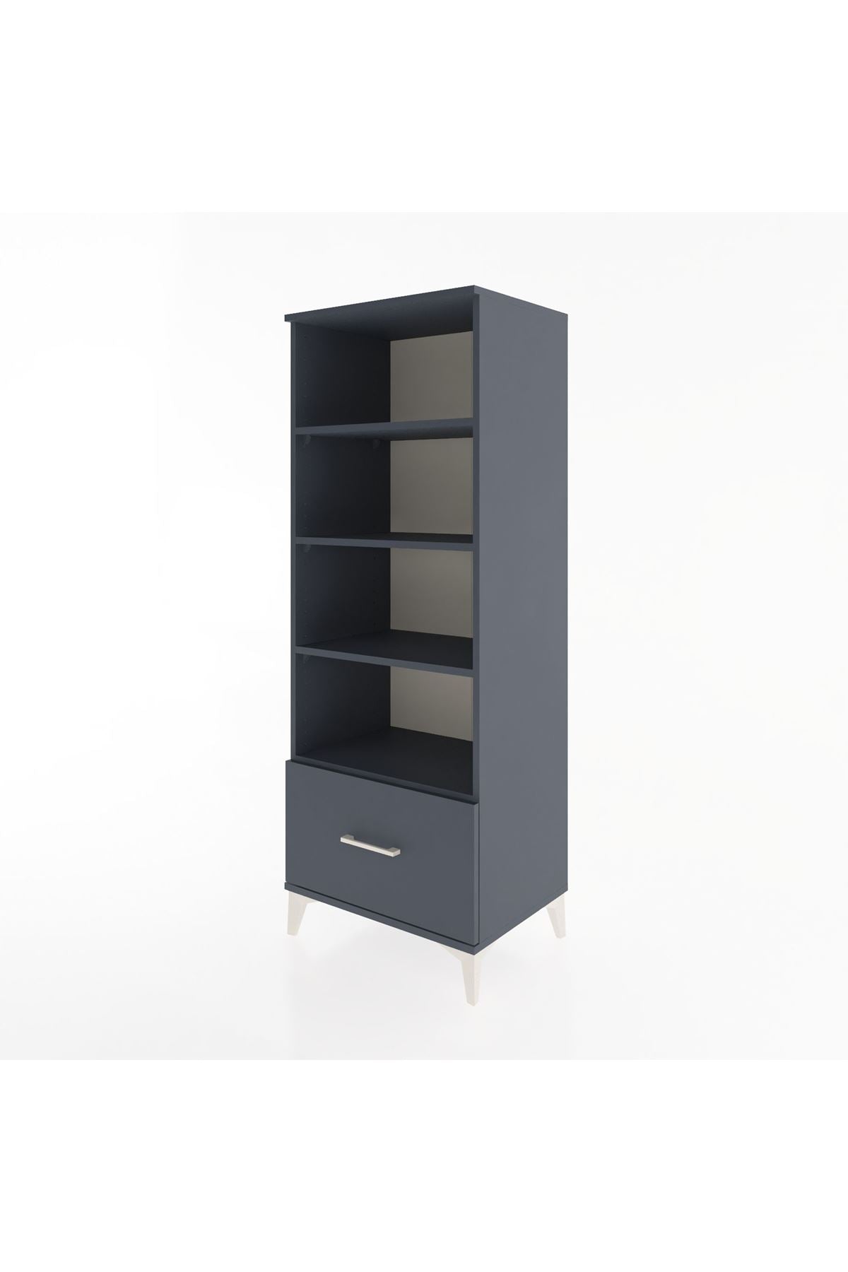 Hyperion Dolap 4 Raflı Tek Çekmeceli 60x44x163 Antrasit-Antrasit