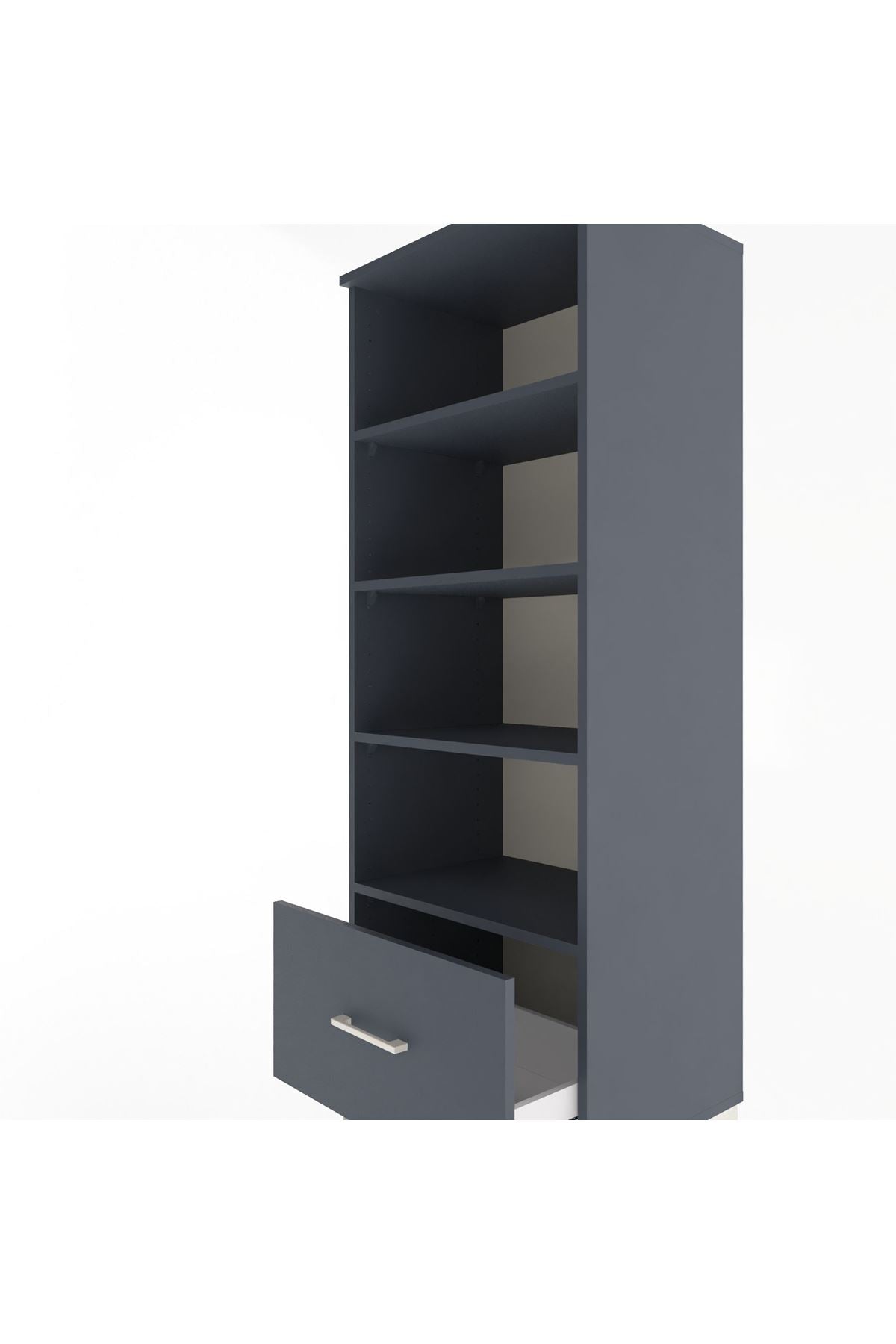 Hyperion Dolap 4 Raflı Tek Çekmeceli 60x44x163 Antrasit-Antrasit