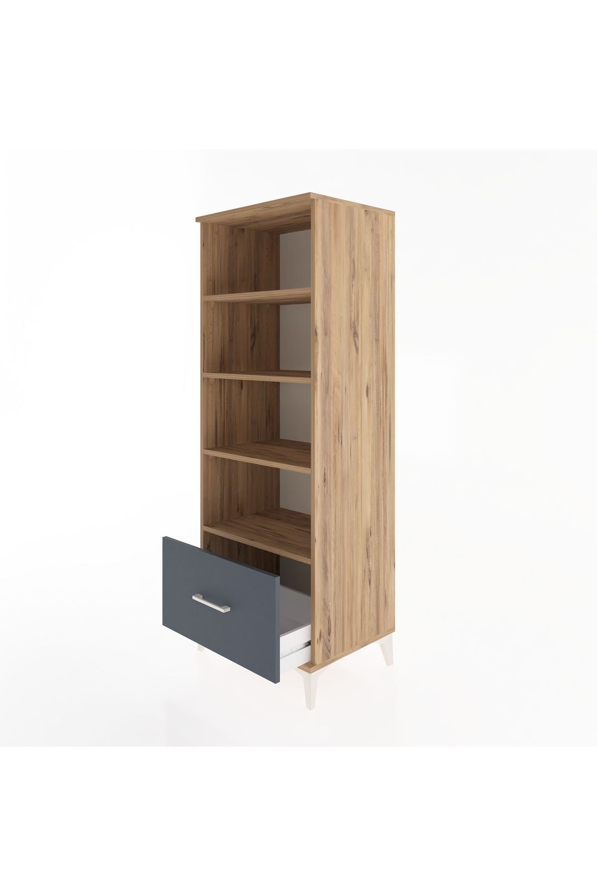 Hyperion Dolap 4 Raflı Tek Çekmeceli 60x44x163 Çam-Antrasit