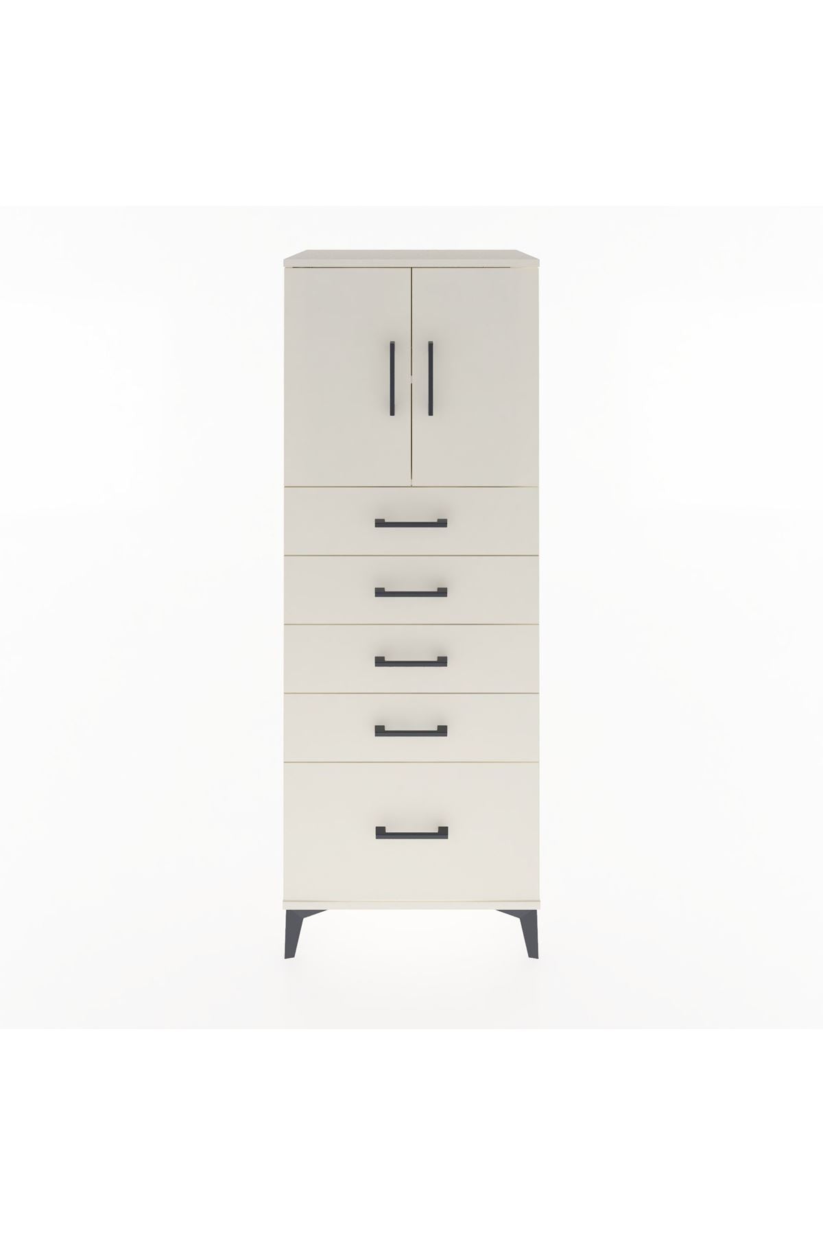 Hyperion Dolap 2 Raflı 5 Çekmeceli 2 Kapaklı 60x44x163 Aytaşı-Aytaşı