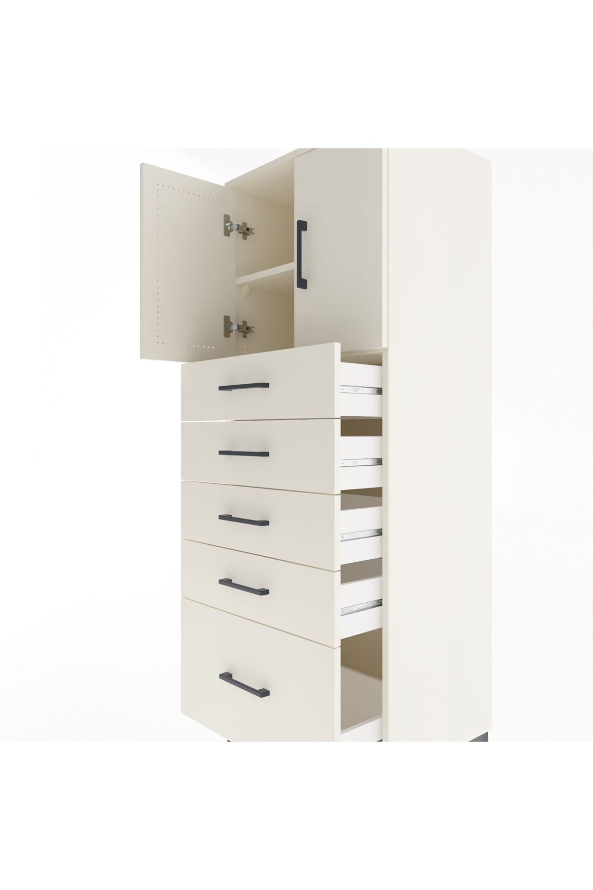 Hyperion Dolap 2 Raflı 5 Çekmeceli 2 Kapaklı 60x44x163 Aytaşı-Aytaşı